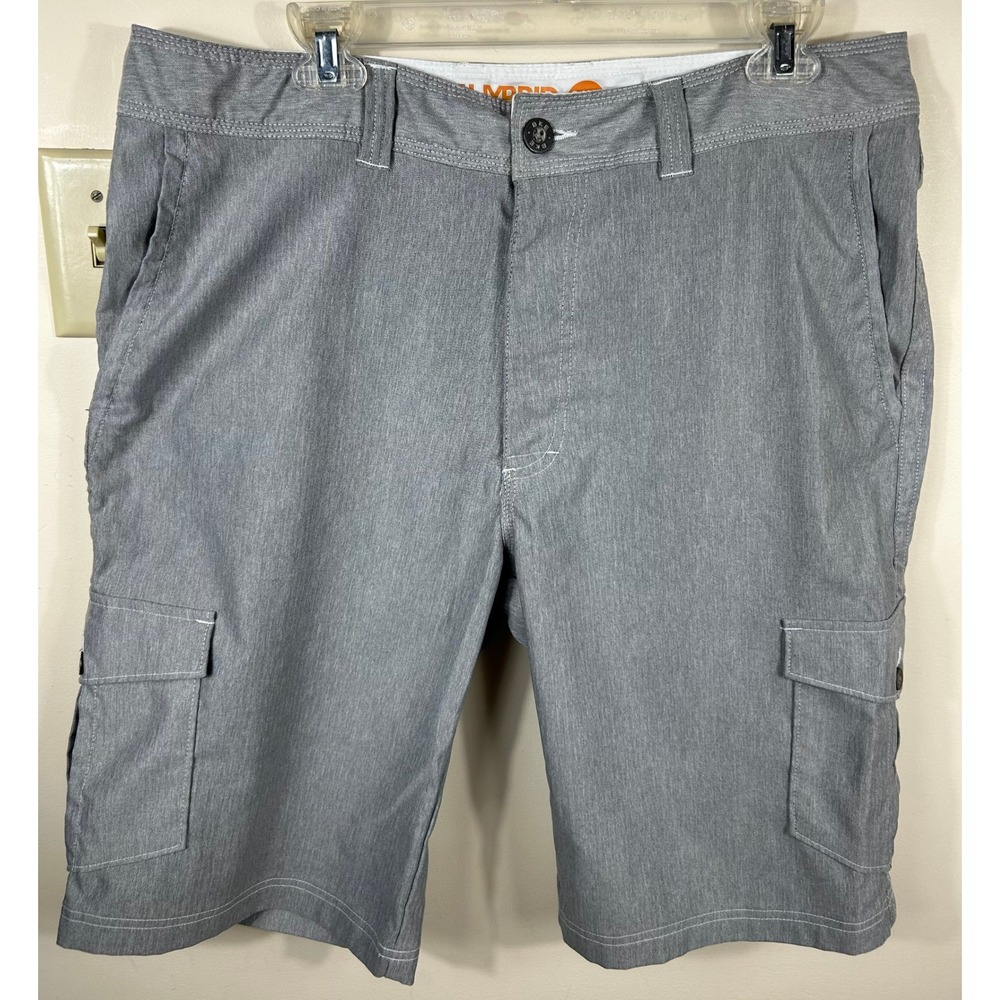 BKE Hybrid Cargo Shorts Mens 36 Grey Standard Fit‎ Herringbone Utility Quick Dry